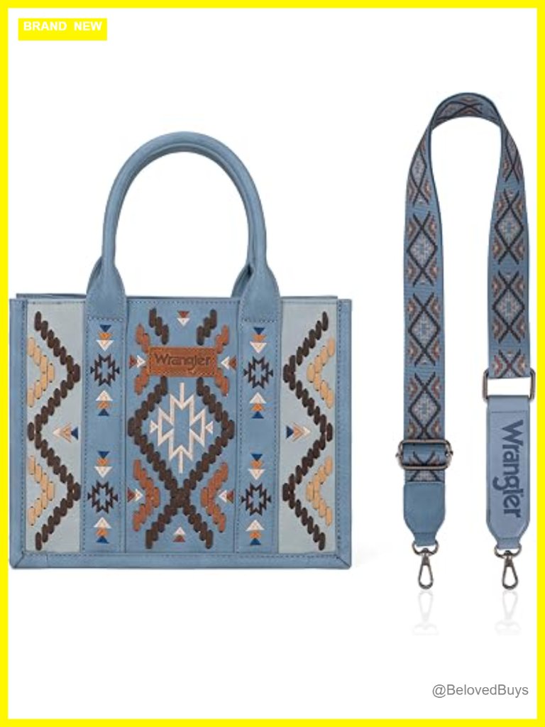 Western Whipstitch Aztec Tote Bag With Crossbody Strap
